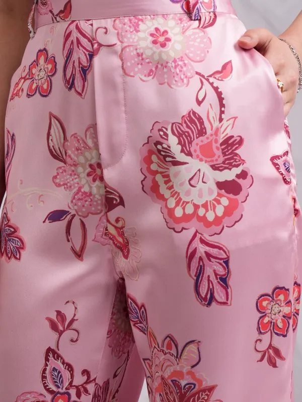 Tokyo Talkies Women Pink Shirt With Trousers Co-Ords