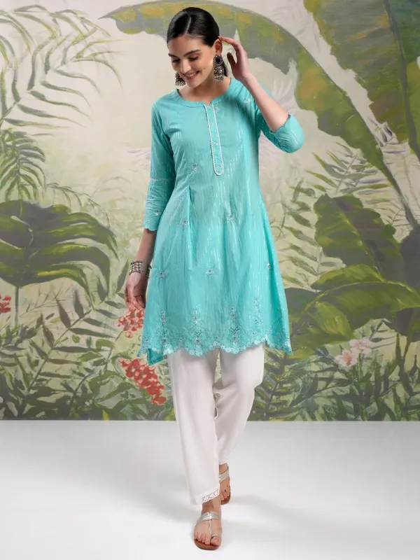 Vishudh Women Blue Women Kurta With Trousers