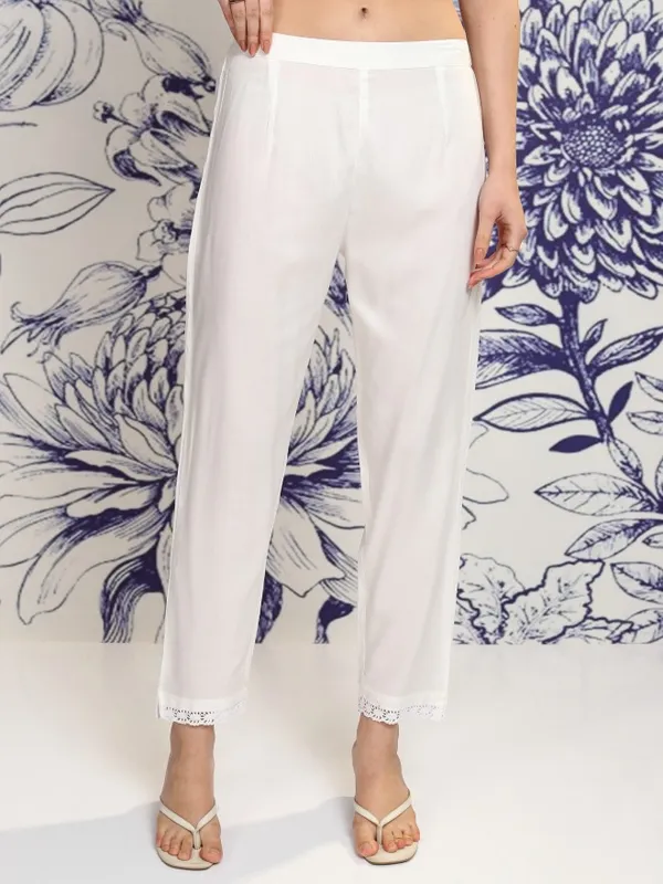 Vishudh Women Peach Embroidered Kurta With Trouser And Dupatta