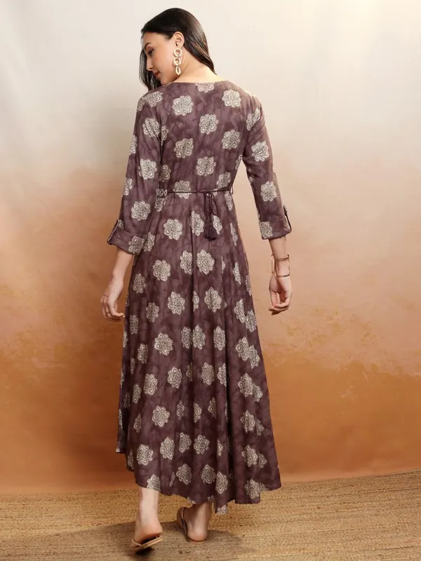 Vishudh Women Maroon Embroidered Maxi Dress