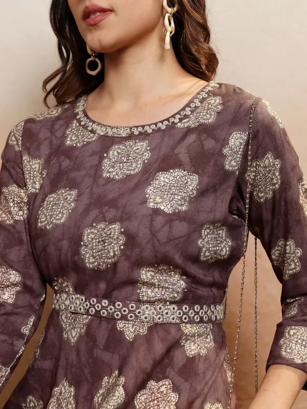 Vishudh Women Maroon Embroidered Maxi Dress