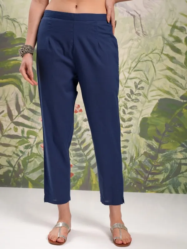 Vishudh Women Blue Embroidered Kurta With Trousers And Dupatta