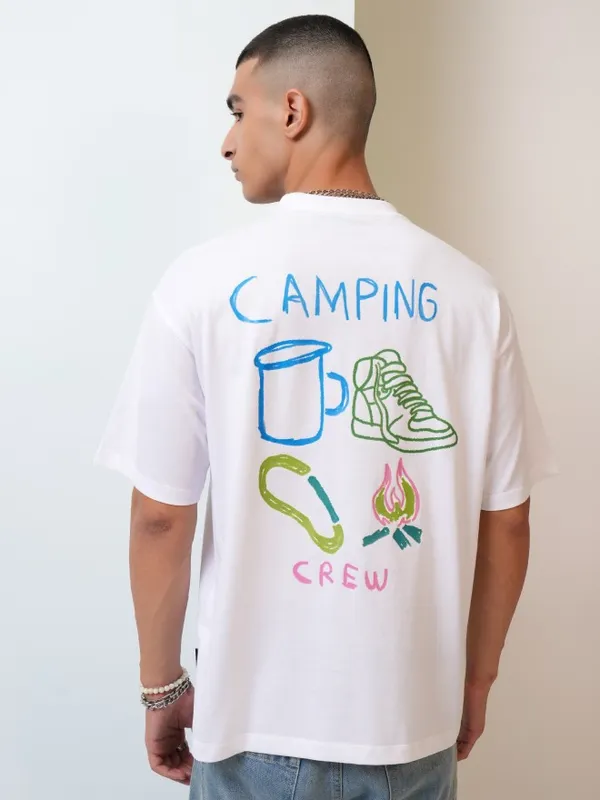  Highlander Men White Printed Round Neck T-Shirts