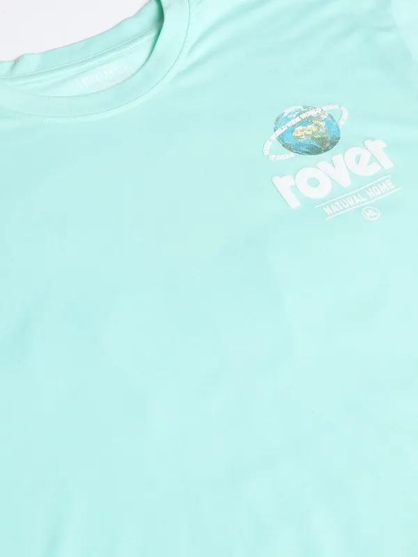Highlander Men Sea Green Printed Round Neck Relaxed Fit T-Shirt