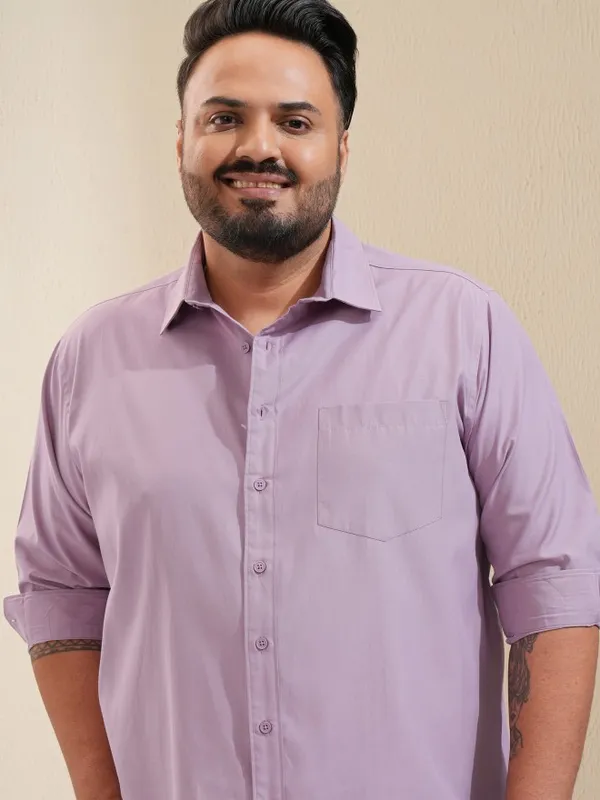 Xtra Ordinary By Highlander Men Lavender Solid Regular Fit Casual Shirt