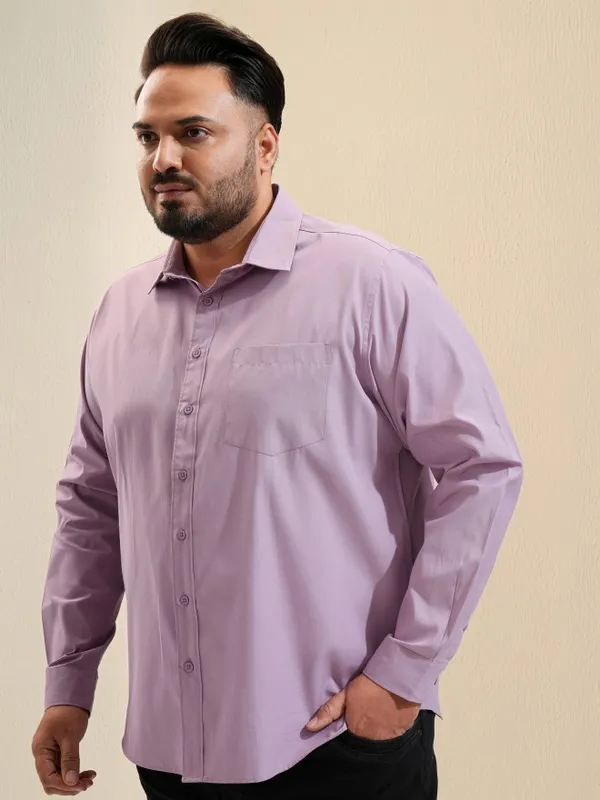 Xtra Ordinary By Highlander Men Lavender Solid Regular Fit Casual Shirt