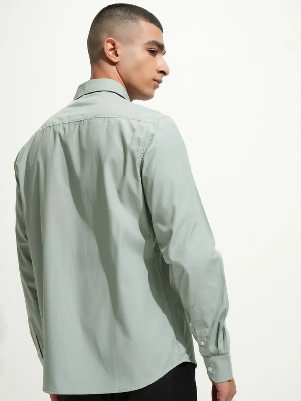 Highlander Men Green Slim Fit Casual Shirt