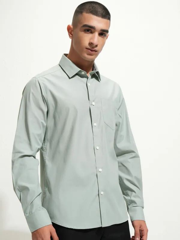 Highlander Men Green Slim Fit Casual Shirt