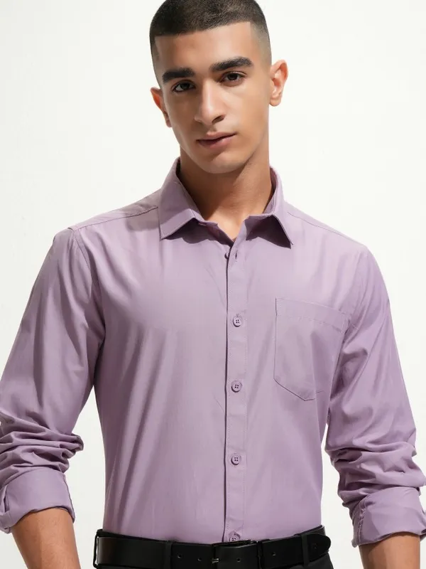 Highlander Men Lavender Slim Fit Casual Shirt