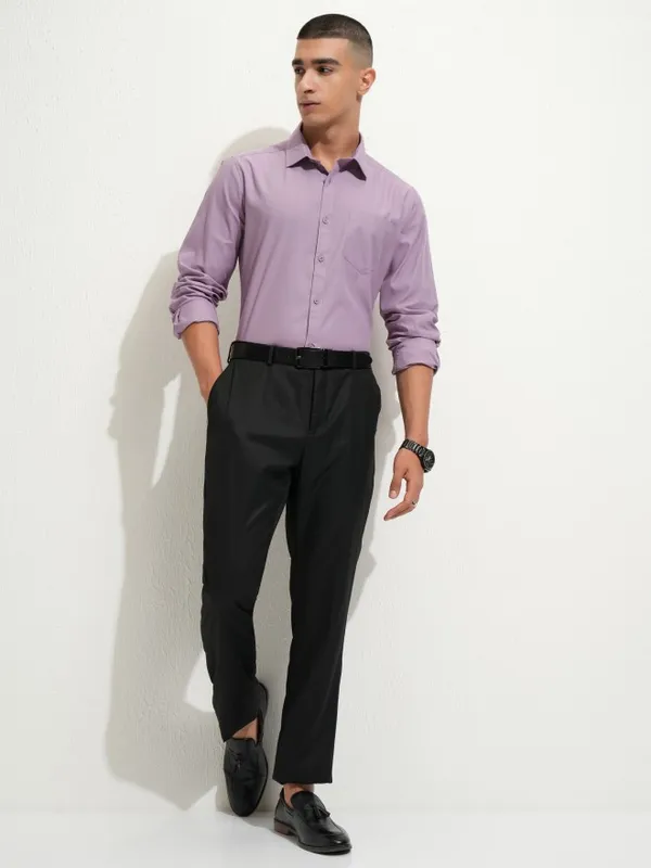 Highlander Men Lavender Slim Fit Casual Shirt