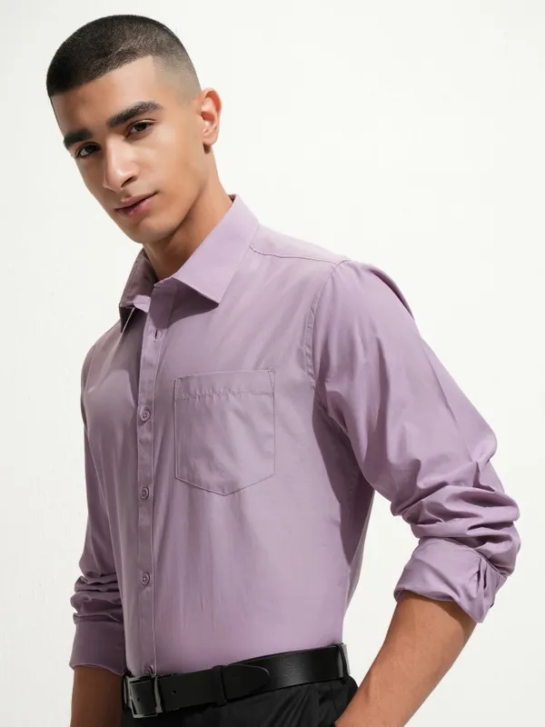 Highlander Men Lavender Slim Fit Casual Shirt