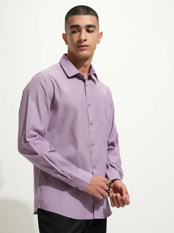 Highlander Men Lavender Slim Fit Casual Shirt