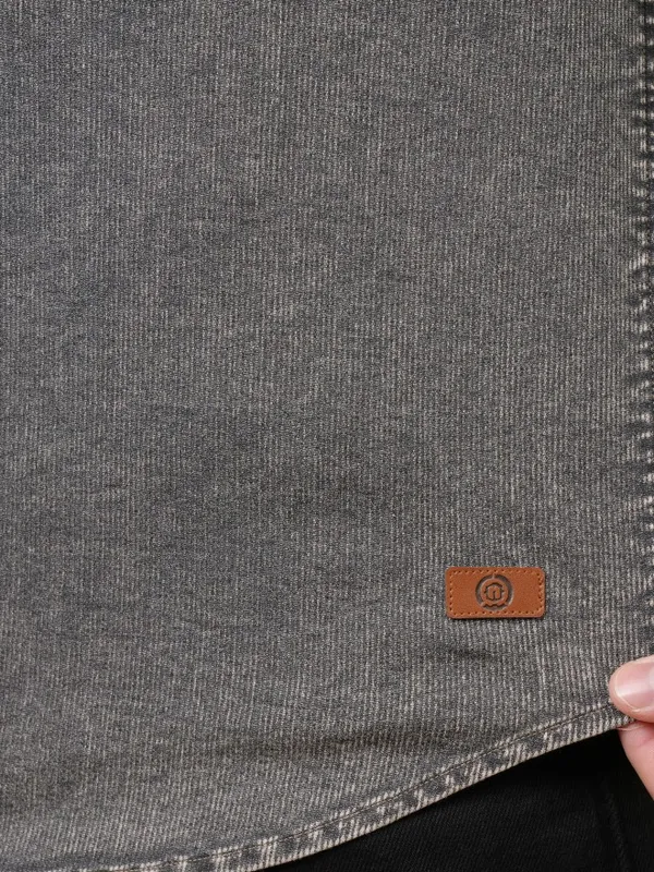 Locomotive Premium Men Washed Textured Western Yoke Utility Pocket Oversized Overshirt
