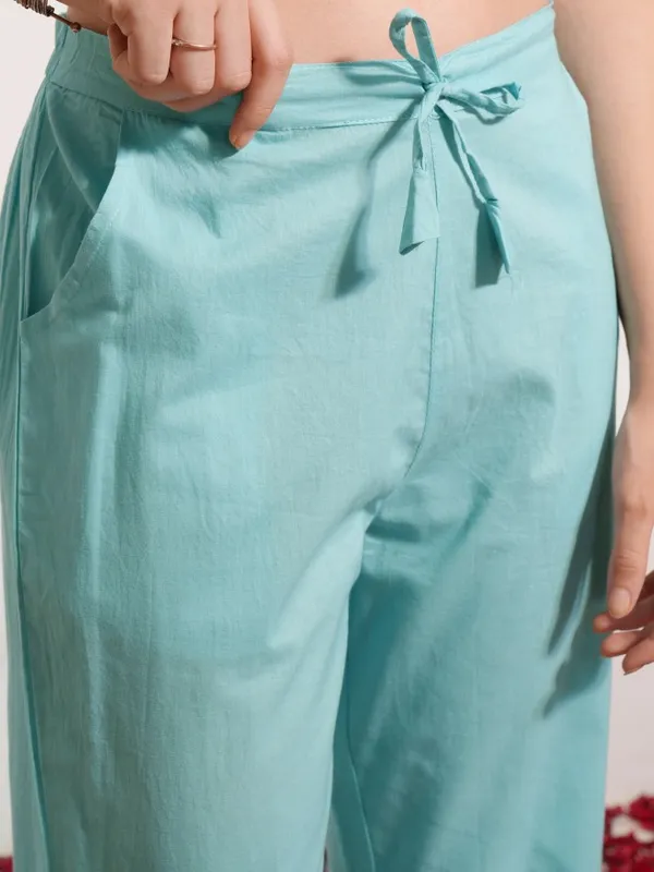 Vishudh Women Blue Printed Kurta With Trouser And Dupatta