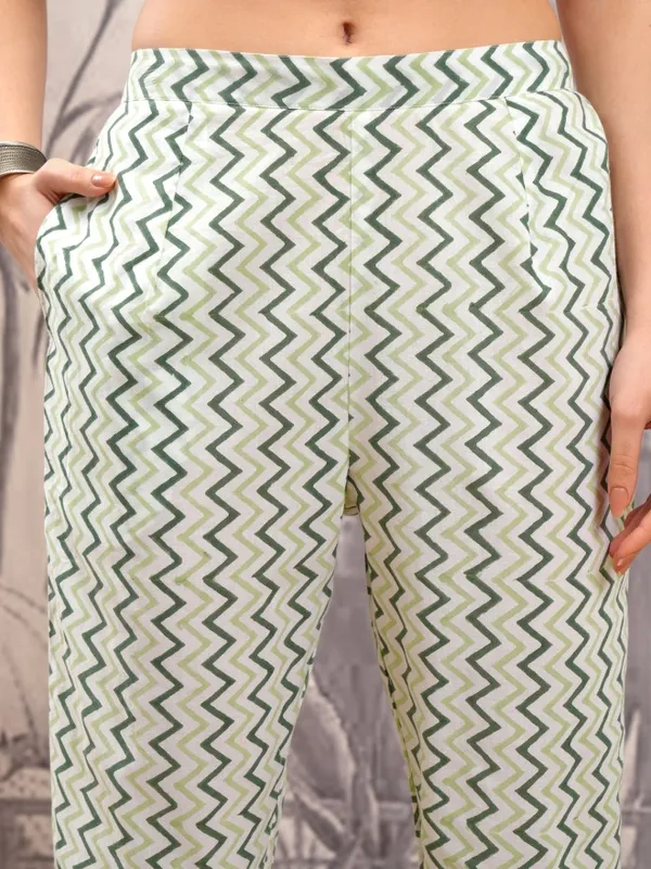 Vishudh Women White Printed Kurta With Trousers And Dupatta