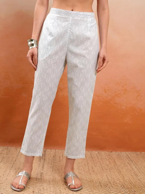 Vishudh Women White Printed Kurta With Trousers And Dupatta