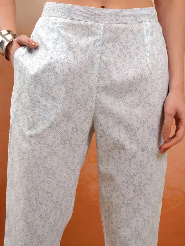 Vishudh Women White Printed Kurta With Trousers And Dupatta