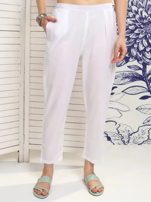 Vishudh Women White Printed Kurta With Trousers And Dupatta