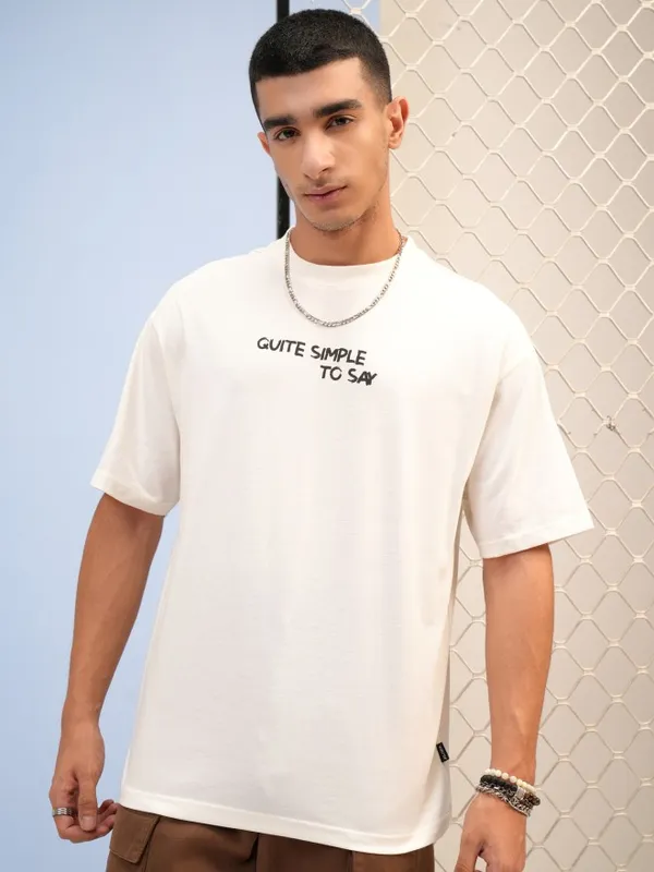  Highlander Men Off White Printed Round Neck T-Shirts