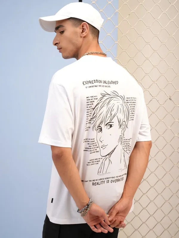  Highlander Men White Printed Round Neck T-Shirts