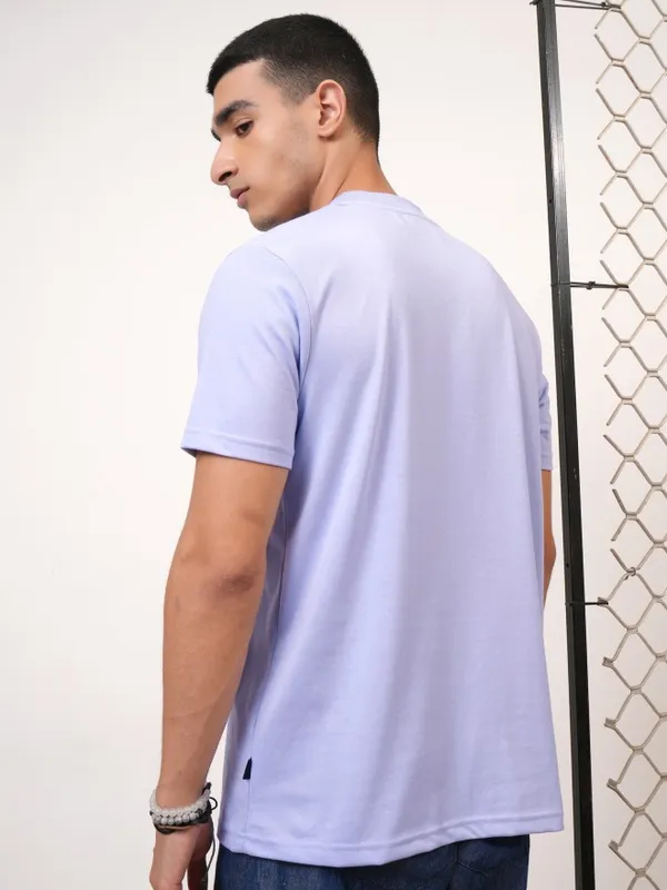  Highlander Men Lavender Printed Round Neck T-Shirts