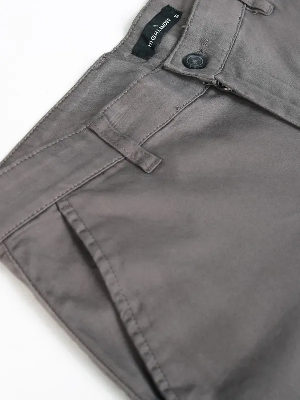 Highlander Men Grey Tapered Fit Chinos Trouser