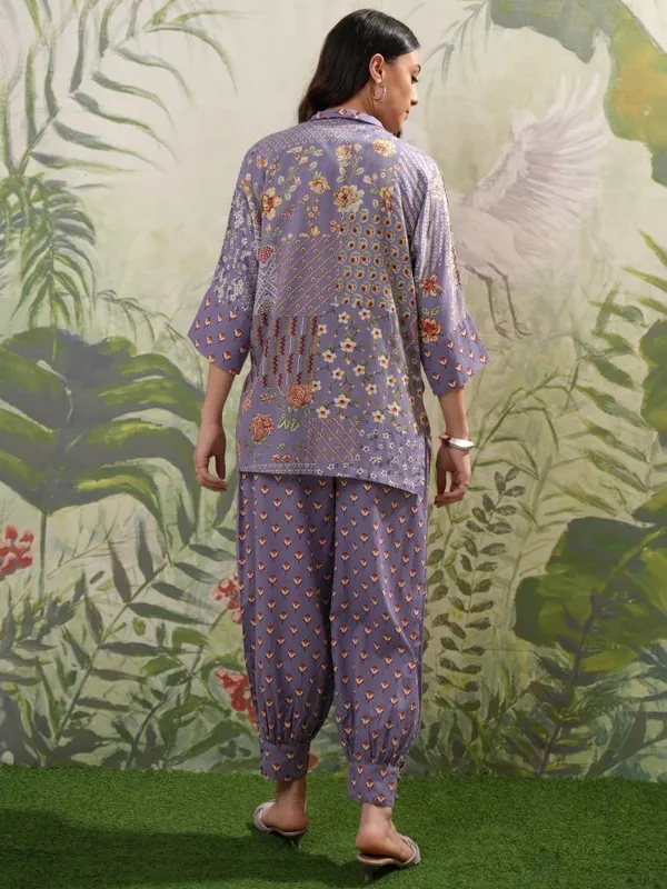 Vishudh Women Purple Top With Trousers Co-Ords
