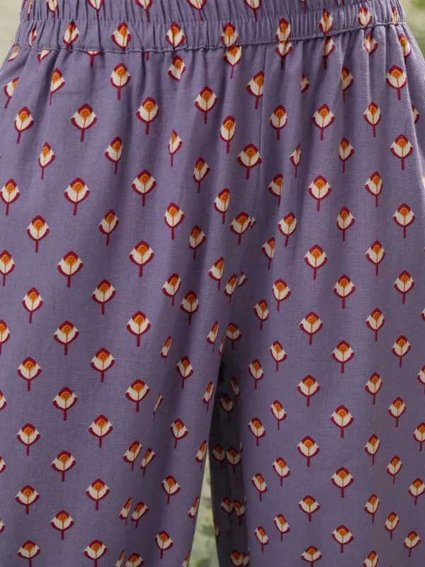 Vishudh Women Purple Top With Trousers Co-Ords