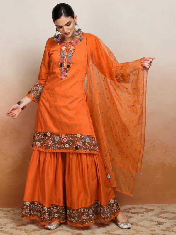 Women Kurta With Sharara & Dupatta