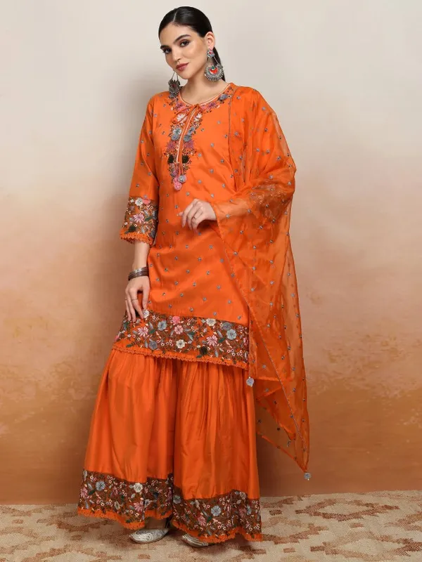 Women Kurta With Sharara & Dupatta