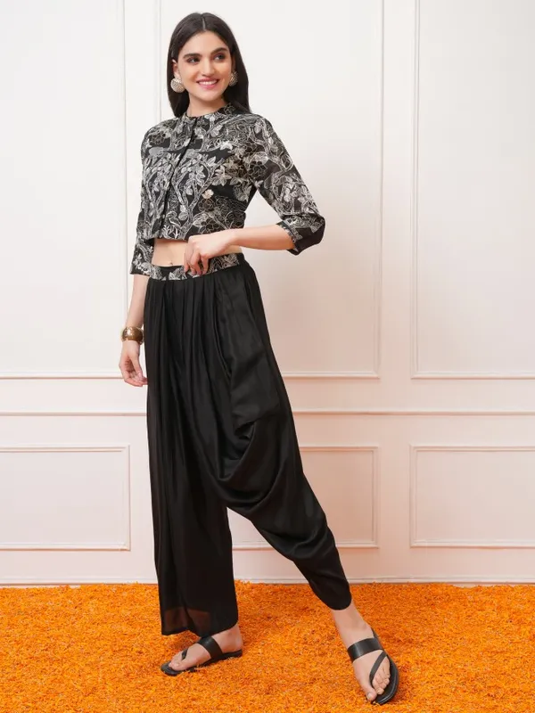 Vishudh Women Black Top With Palazzos and Jacket Co-Ords