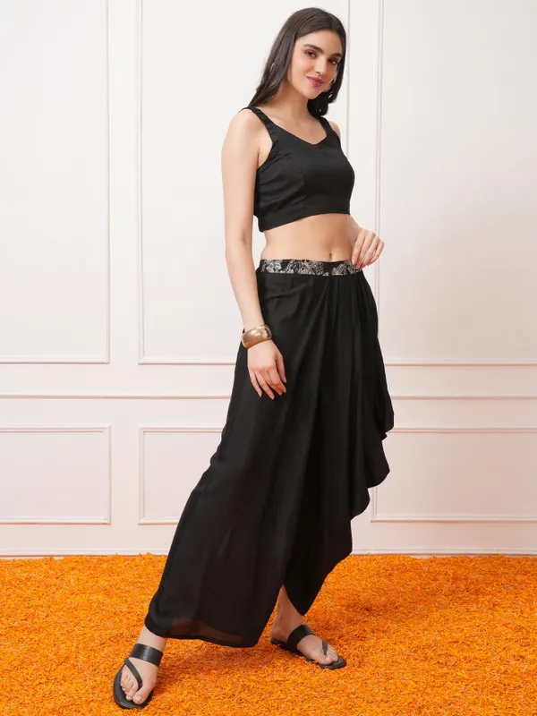 Vishudh Women Black Top With Palazzos and Jacket Co-Ords