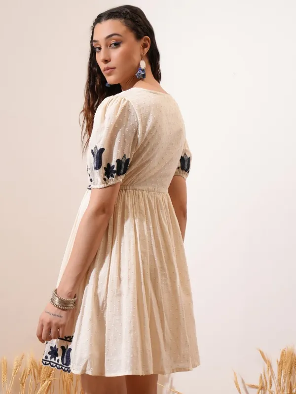 Embroidered Fit and Flare Dress