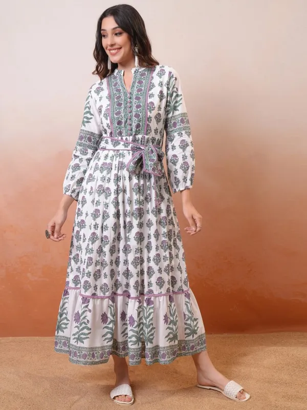 Vishudh Women Blue Printed Maxi Dress