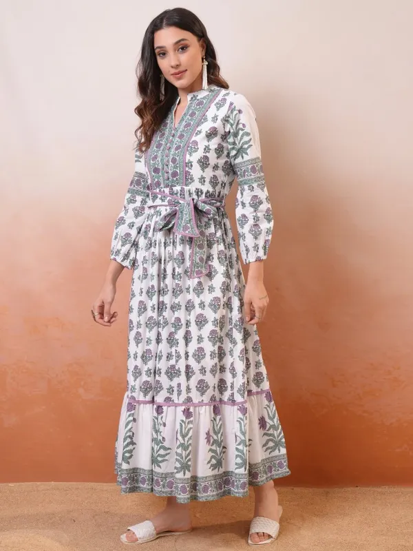 Vishudh Women Blue Printed Maxi Dress