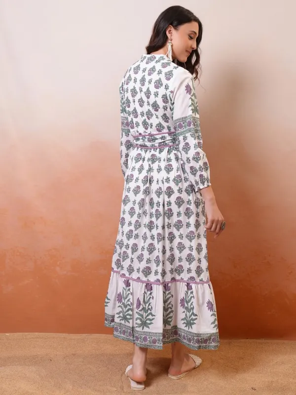 Vishudh Women Blue Printed Maxi Dress