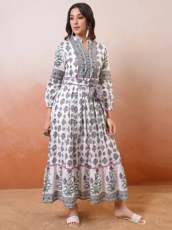 Vishudh Women Blue Printed Maxi Dress