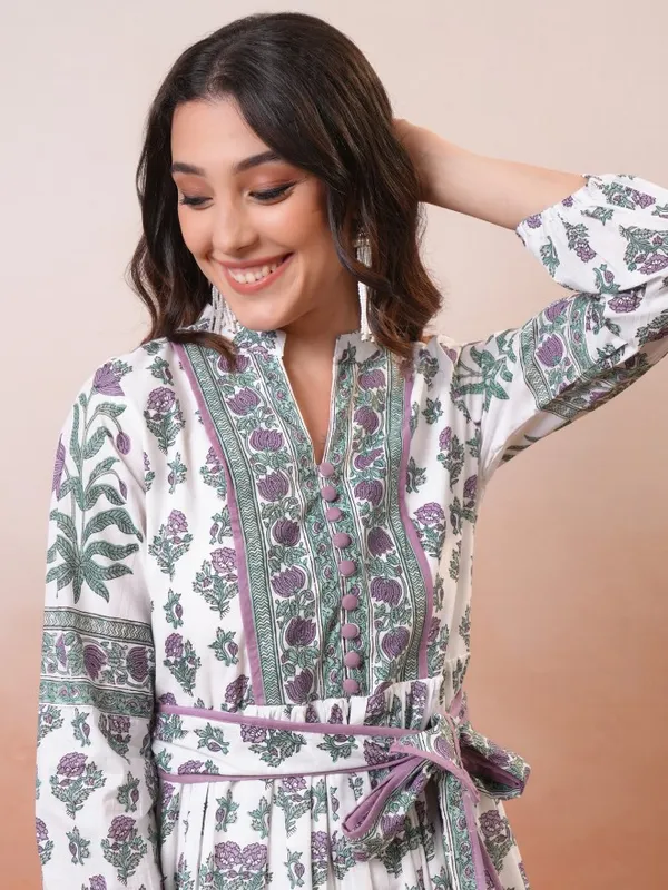 Vishudh Women Blue Printed Maxi Dress
