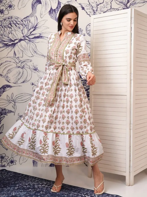 Vishudh women Brown Printed Fit And Flare Dress