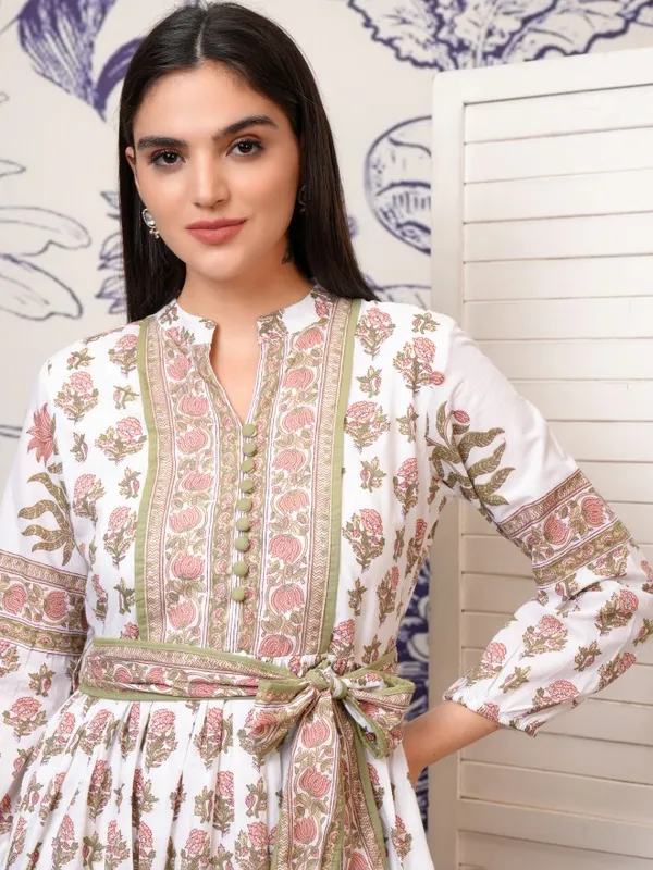 Vishudh women Brown Printed Fit And Flare Dress