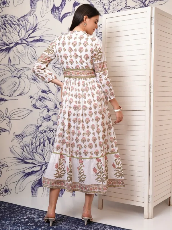 Vishudh women Brown Printed Fit And Flare Dress