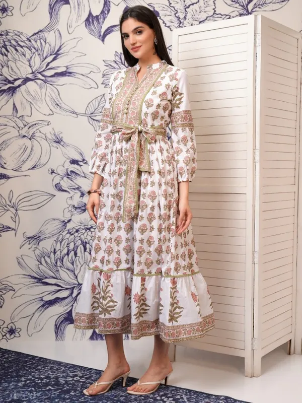 Vishudh women Brown Printed Fit And Flare Dress