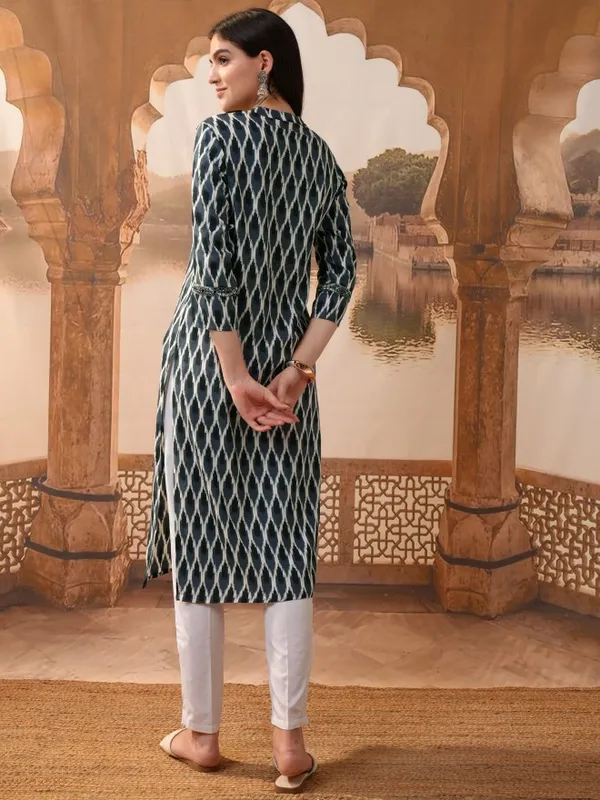 Vishudh Women Grey Printed Straight Kurta