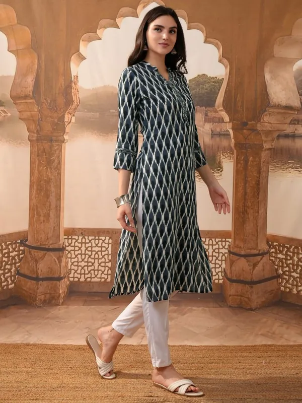 Vishudh Women Grey Printed Straight Kurta