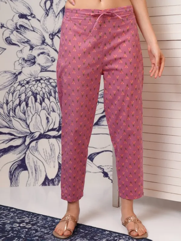 Vishudh Women Pink Embroidered Kurta With Trousers And Dupatta