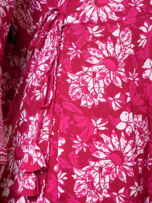 Vishudh Women Pink Printed Fit And Flare Dress
