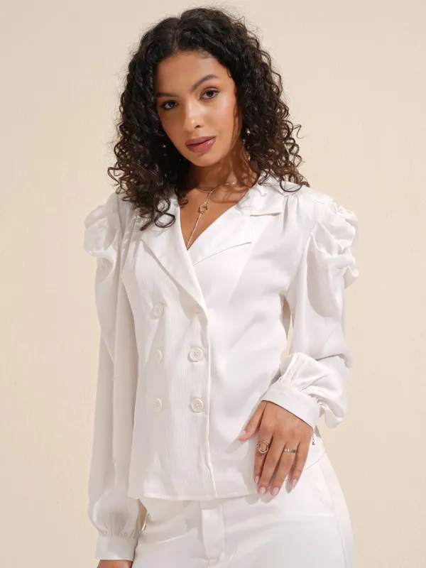 Solid Wrap Blazer Top
