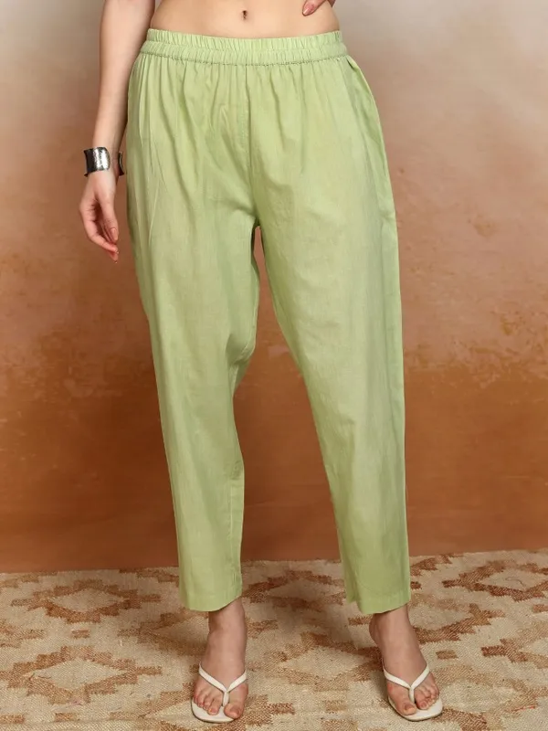 Vishudh Women Green Embroidered Kurta With Trousers And Dupatta