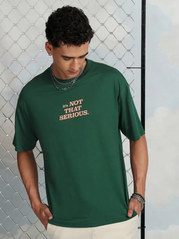 Highlander Men Green Printed Round Neck T-Shirt