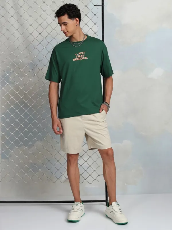 Highlander Men Green Printed Round Neck T-Shirt